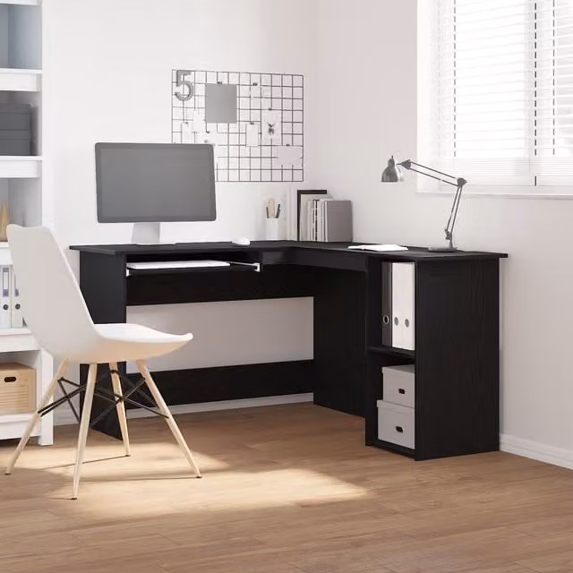 Berkfield Home Black Modern Corner Desk Made from MDF, W/D/H: 120 x 140 x 75 cm – 1