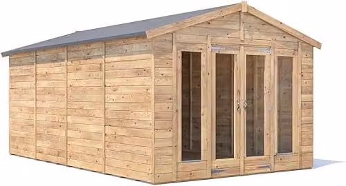 Dunster House RagePanda Modular Brown Apex Roof Summerhouse W: 300 cm, D: 480.58 cm