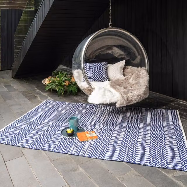 The Rug Shop UK Blue Modern Geometric Handmade Easy to Clean Area Rug W: 200 cm, D: 290 cm – 1