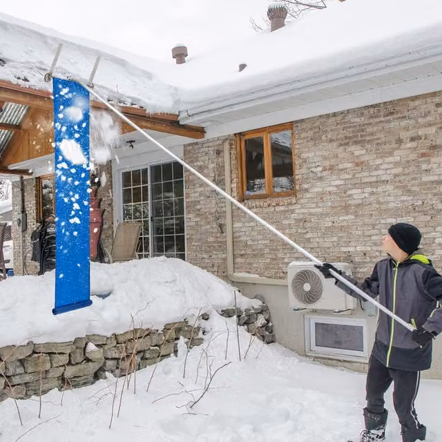 Costway Adjustable Snow Roof Rake with Telescopic Handle, Blue/Multicolour, Length: 148-610 cm