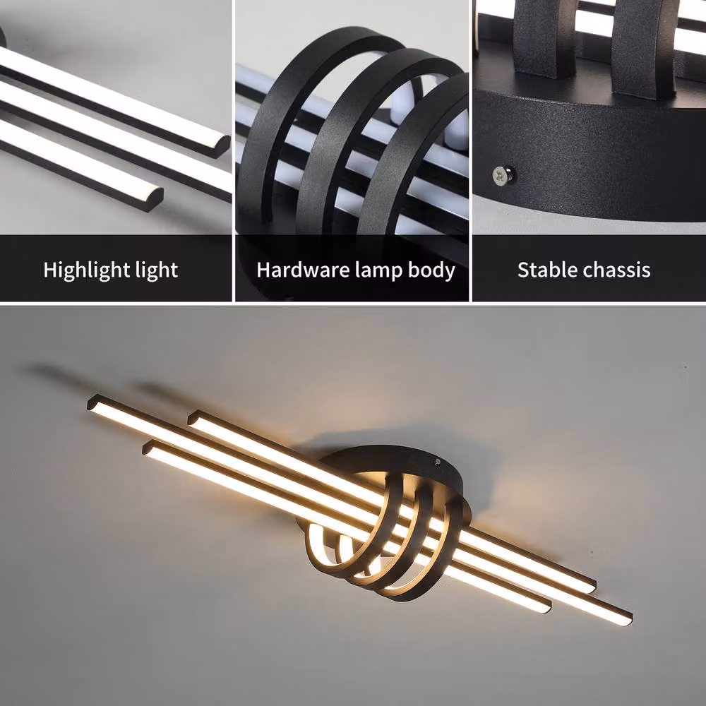 NIVOR 40W Dimmable LED Linear Ceiling Light in Black with Remote Control – 5
