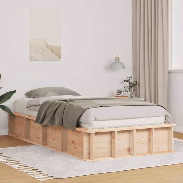 Berkfield Home Solid Pine Wood Bed Frame with Lift Up Base, Wax Brown, W: 75 cm, L: 190 cm
