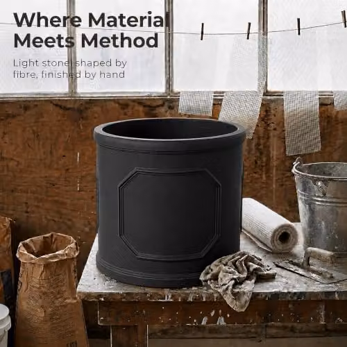 IDEALIST Large Stone Effect Plant Pot, 45 cm, 57 l, Grey or Black – 6