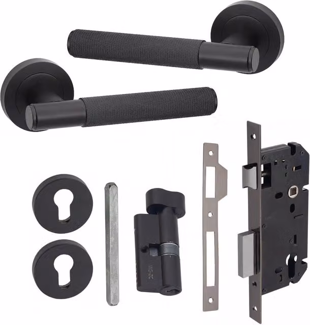 Golden Grace Matt Black Door Handle Set