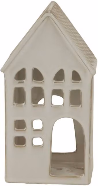 KDMD White Ceramic House Tea Light Holder