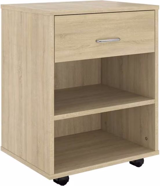 Berkfield Home Rolling Cabinet in Sonoma Oak, W/D/H: 46 x 36 x 59 cm