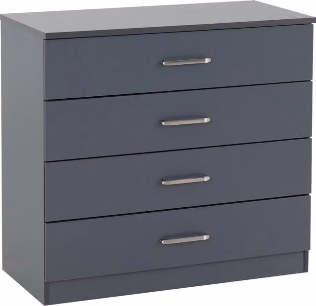 FORGEVIO Modern 4 Drawer Freestanding Bedroom Storage Chest in Matt Dark Grey – 1