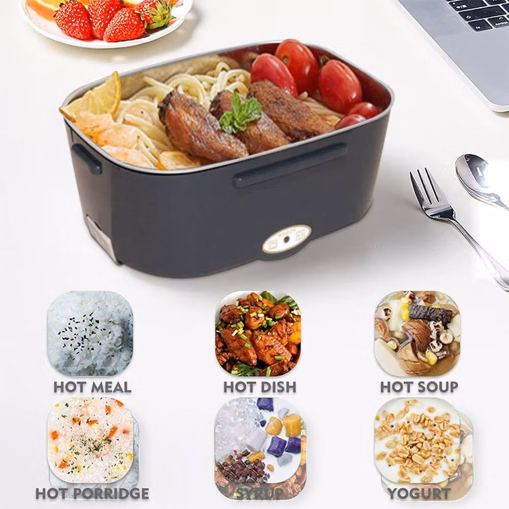 Dragodirect Electric Heated Lunch Box with Stainless Steel Inner, 1.5 l, Dark Grey – 4