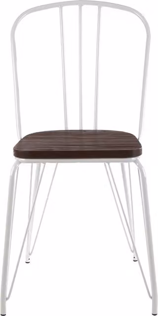 Orsina District Modern Metal and Elm Wood Dining Chair in White and Brown