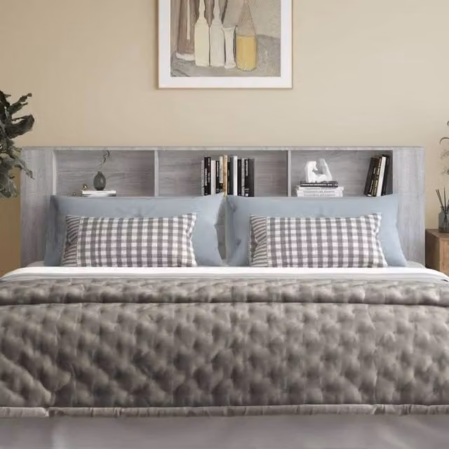 Berkfield Home Headboard Cabinet in Grey Sonoma, W: 220 cm, D: 18.5 cm, H: 104.5 cm – 1
