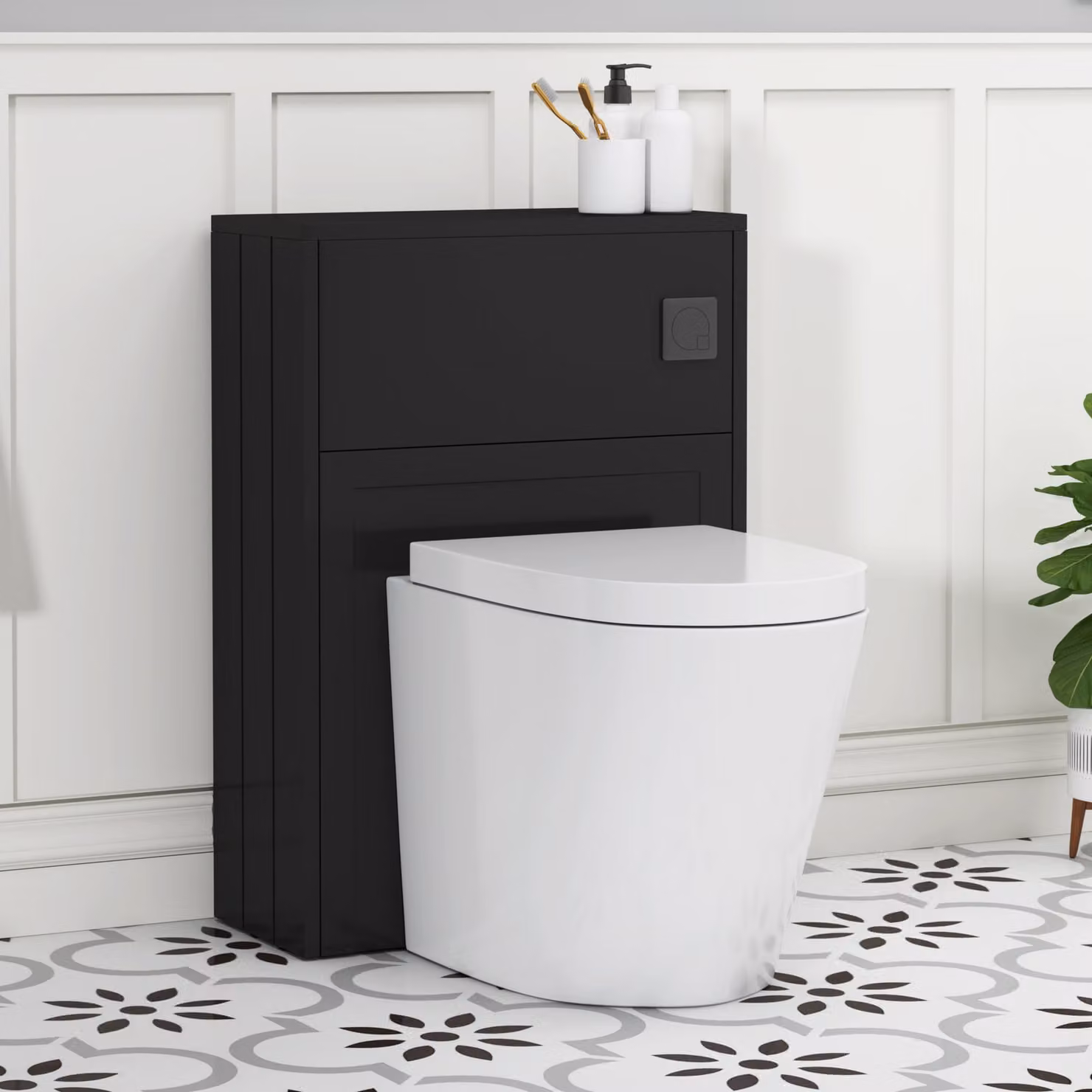 Royal Bathrooms Elmore Built-in WC Toilet Unit in Matt Nocturne Black, Width: 55 cm