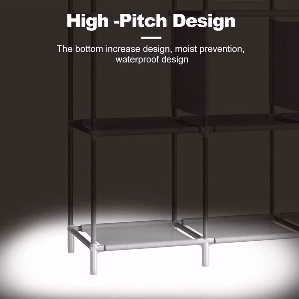 PAWNORA Large Fabric and Metal Canvas Wardrobe in Black – 1