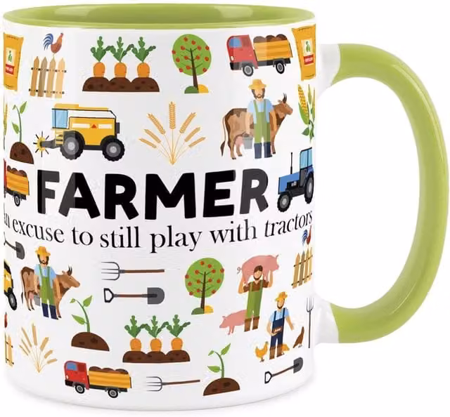 Purely Home Novelty Farmer Ceramic Mug in Light Green