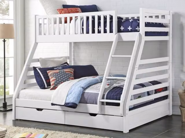 Sweet Dreams Space White Wooden Triple Bunk Bed Frame with 3ft Single and 4ft6 Double Beds