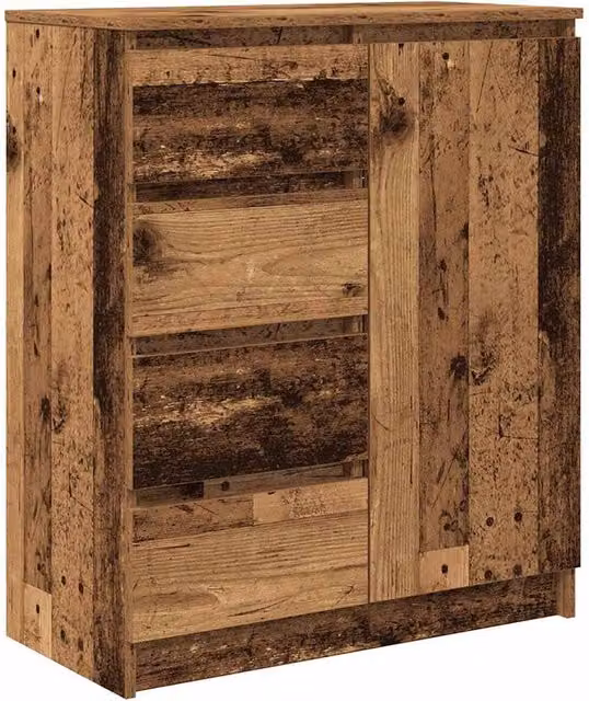 Berkfield Home Rustic Sideboard with Drawers in Brown, W/D/H: 71 x 35 x 84 cm