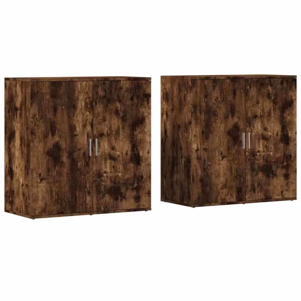 Berkfield Home Set of 2 Modern Smoked Oak Sideboards in Brown, W/D/H: 79 x 38 x 80 cm – 2