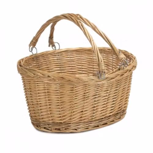 Red Hamper Wicker Shopping Basket with Swing Handle, Brown and Red, W: 41 cm, D: 18 cm, H: 30 cm – 1