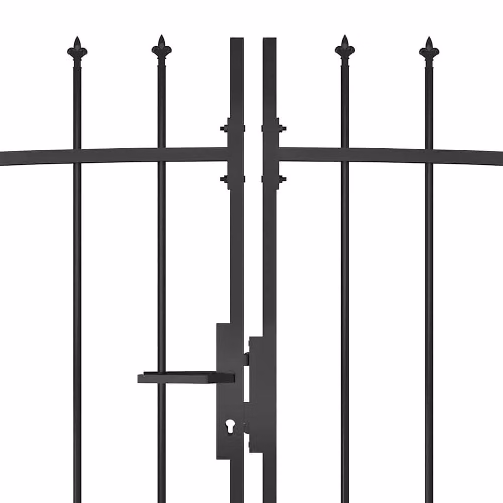 Berkfield Home Elegant Garden Swing Gate with Spear Top, Black, W: 5 m, H: 2.45 m – 2