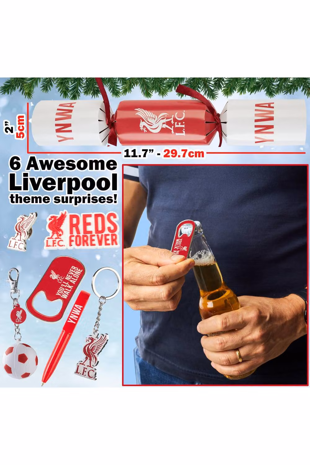 Get Trend Liverpool FC Luxury Christmas Crackers, Pack of 6, Red and Multicolour – 7