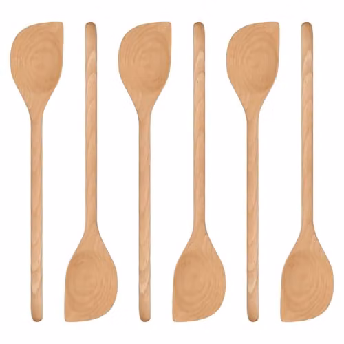Argon Tableware Brown Wooden Cooking Spoon Set, Pack of 6, Heat Resistant and Non-Scratch, Length: 30 cm – 1