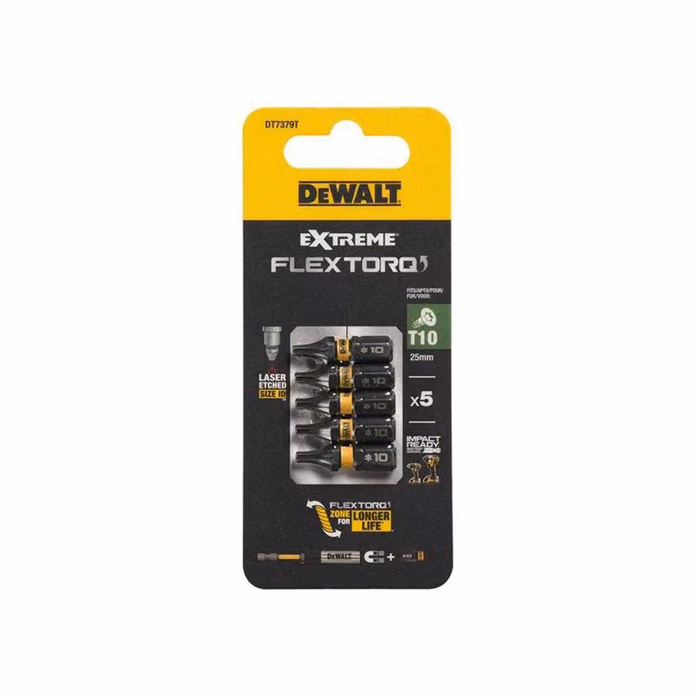 DeWalt Extreme Impact Torsion Screwdriver Bits, T10, 25 mm, Pack of 5, Black and Multicolour – 3