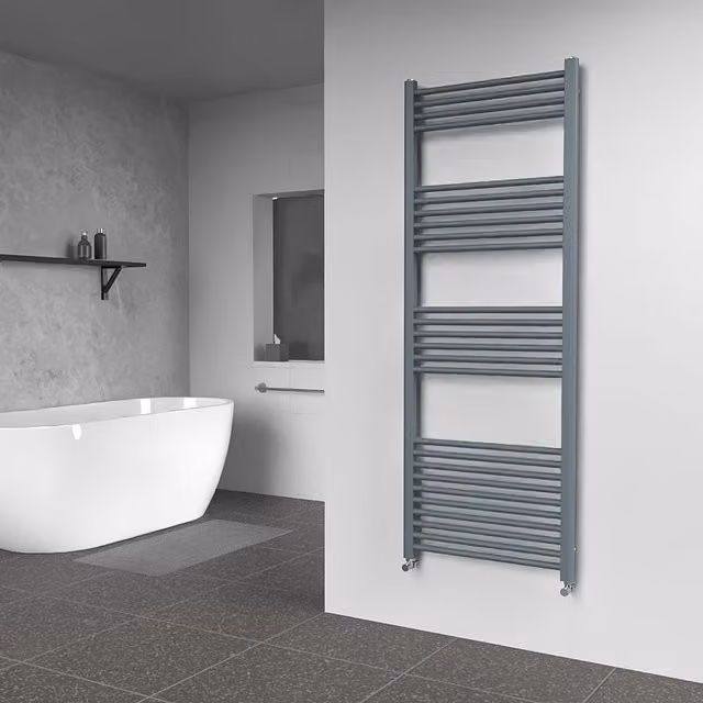 Lux Heat Coloured Steel Towel Radiator in Pebble Grey, H 160 cm x W 60 cm