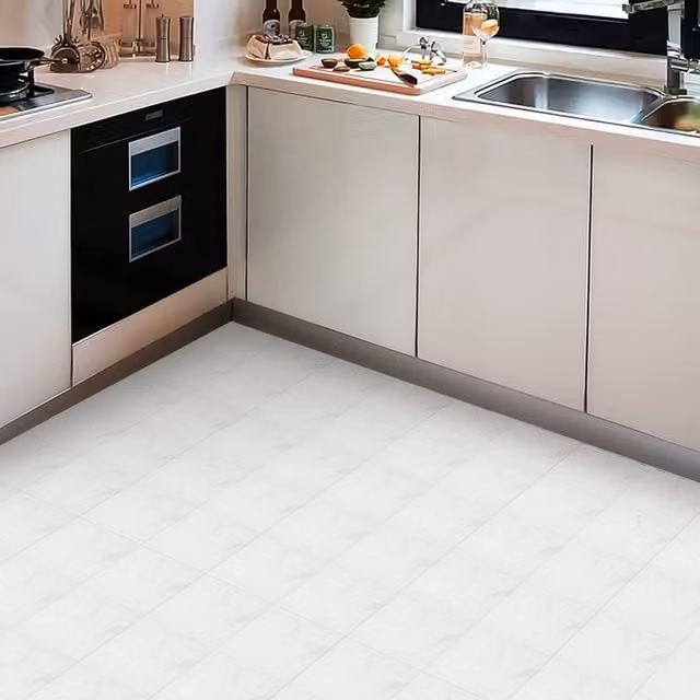 Livingandhome 10-Piece Self-Adhesive PVC Floor Tile Set in Grey Marbled Stone Look