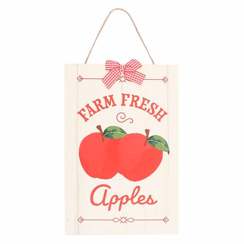 Uniqueful Rustic Farm Fresh Apples Hanging Wood Sign in Multicolour – 2