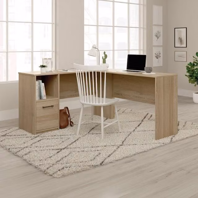 Teknik Modern L-Shaped Corner Desk in Brown MDF Laminate