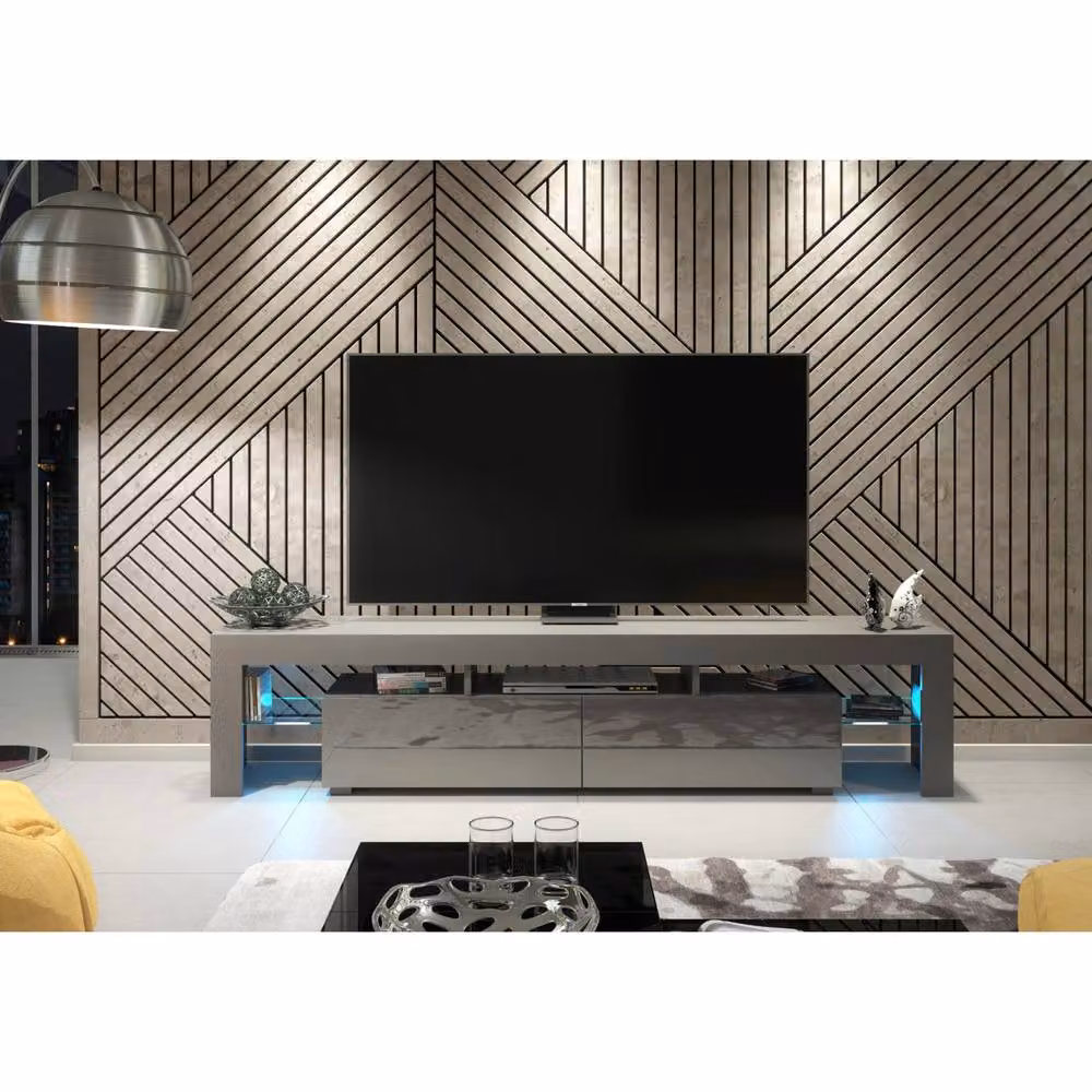 Creative Furniture Nova TV Unit in Grey with Glossy Finish, W: 200 cm, H: 45 cm, D: 35 cm – 2