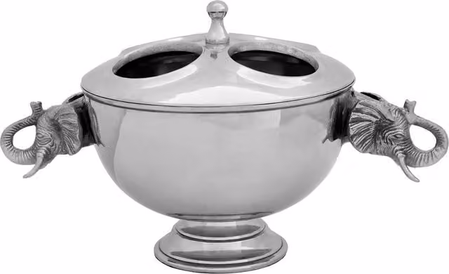 Premier Housewares Yala Elephant Wine Cooler with Lid in Silver
