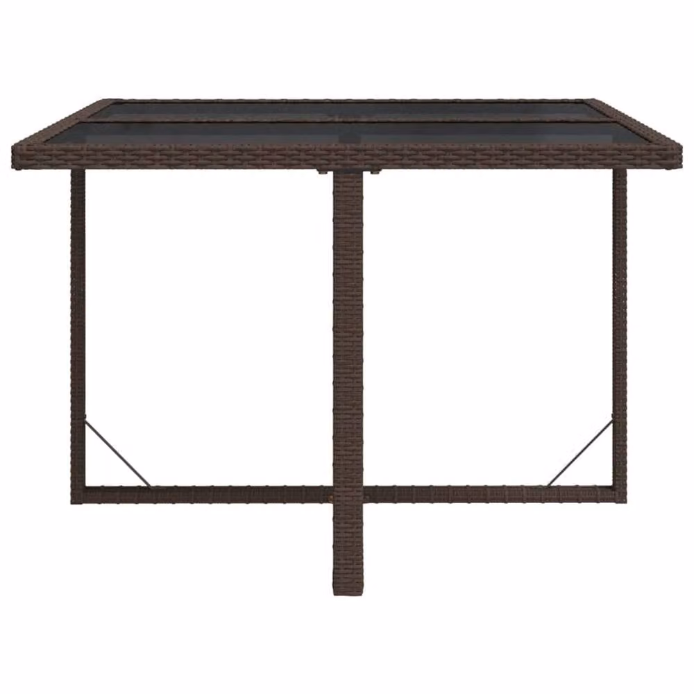 Berkfield Home Brown Poly Rattan and Glass Square Drop Leaf Garden Table W/D/H: 107 x 107 x 74 cm – 3