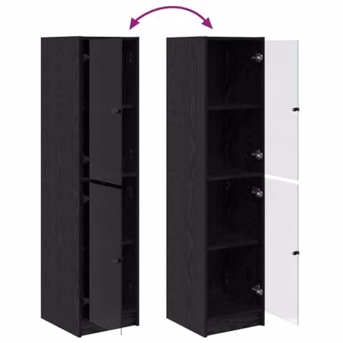 vidaXL Modern Black Oak Highboard with Glass Doors and Internal Shelves, W/D/H: 35 x 37 x 142 cm – 4