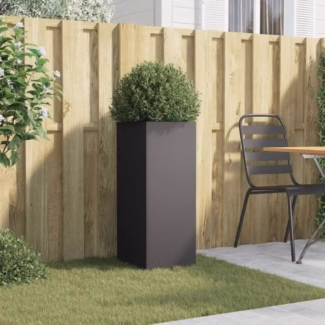 Berkfield Home Steel Planter Tub, Black, W/D/H: 32 x 29 x 75 cm – 1