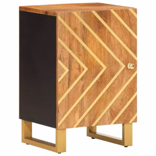 vidaXL Modern Mango Wood Bathroom Cabinet in Brown and Black, W/D/H: 38 x 33.5 x 58 cm