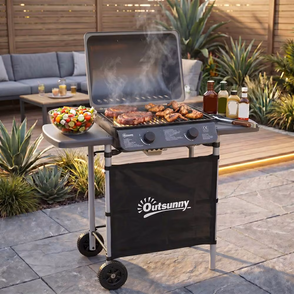 Rolipo 2 x 2.8kW Burner Gas BBQ in Grey – 2