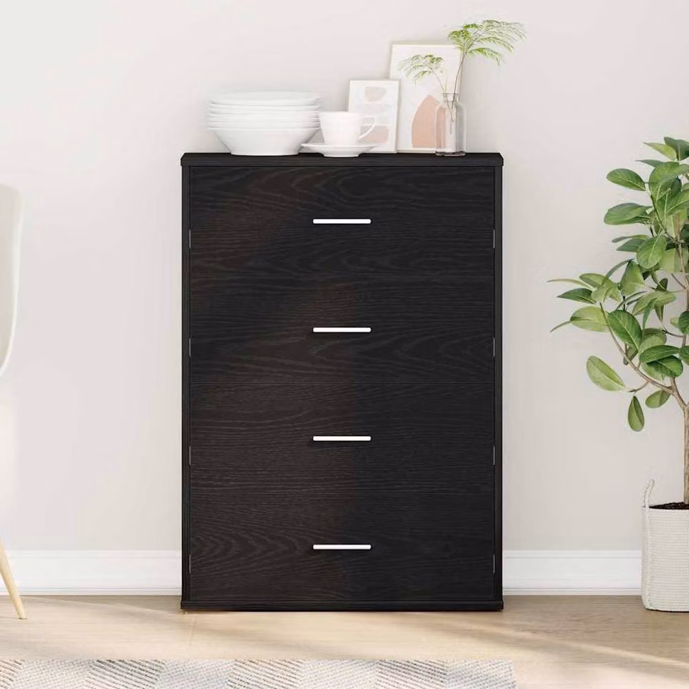 Berkfield Home Black Oak Sideboard with Drawer, W/D/H: 60 x 31 x 84 cm – 2