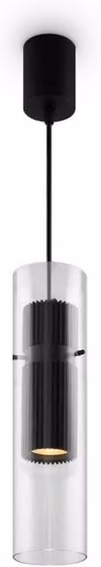 Netlighting Dynamics Modern Slim Suspended Pendant Ceiling Light in Black with Transparent Glass Shade and 1xGU10 Socket