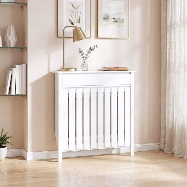 HOMCOM White Radiator Cover with Drawer and Vertical Slats