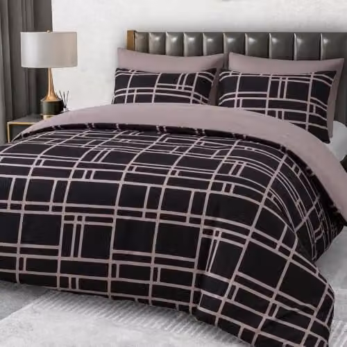 Pamposh Single Reversible Duvet Cover Set in Black and Grey, Premium Brushed Microfibre, W/D/H: 135 x 200 cm with 50 x 75 cm Pillowcase
