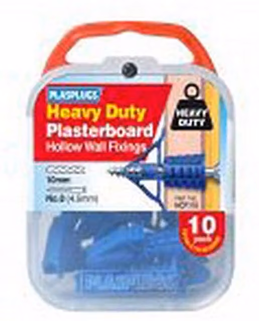 PLASPLUGS Heavy Duty Blue Plastic Plasterboard Fixings, Pack of 10 – 1