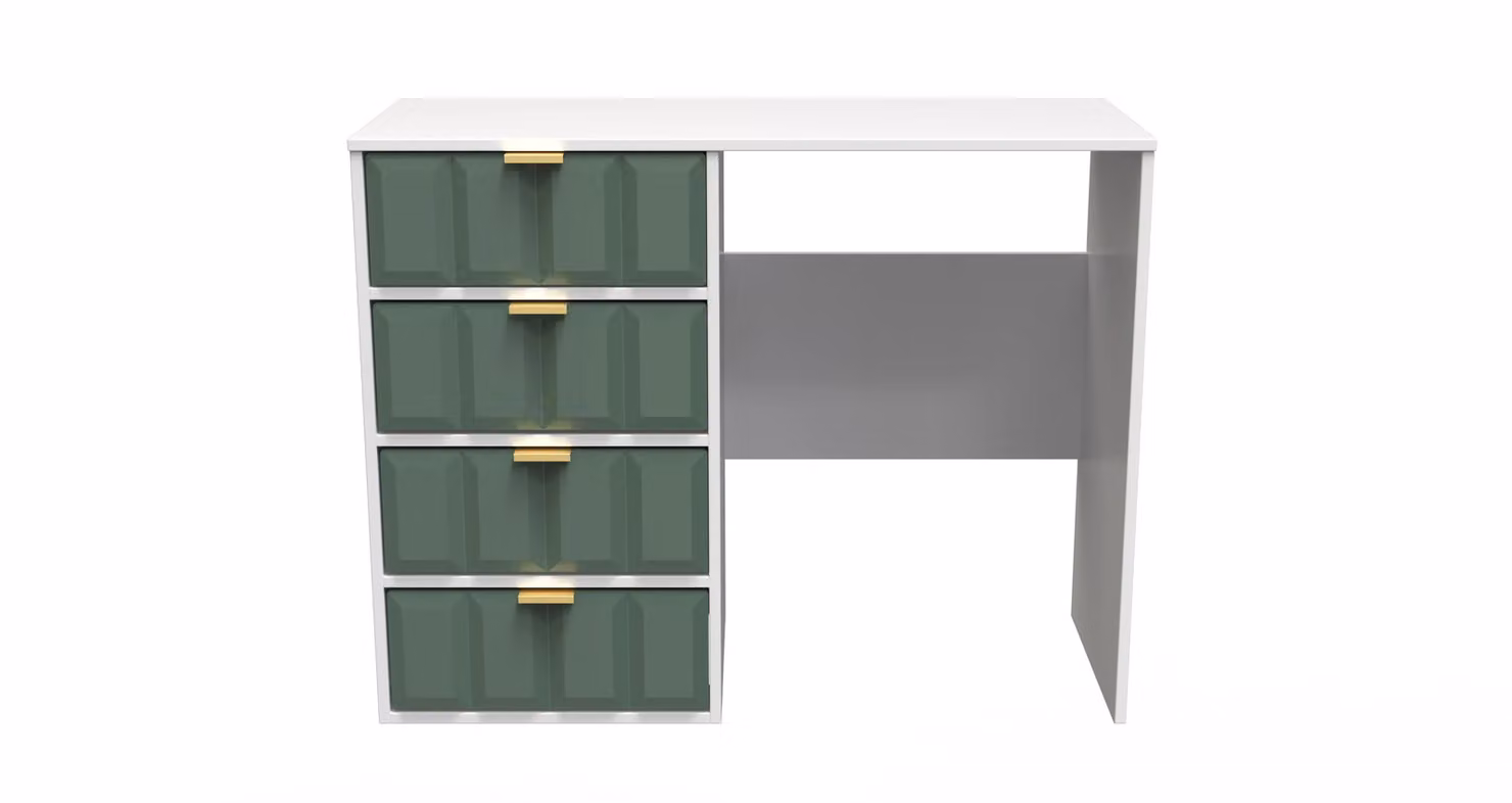 Ready Assembled 2 U Metro 4 Drawer Green and Gold Metal Vanity – 2