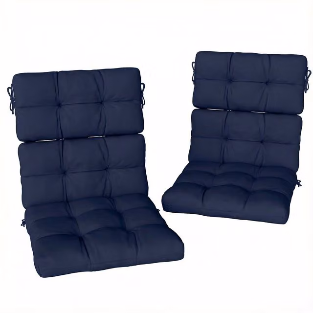 Outsunny 2 Seat Cushion with Backrest and Tie Cords, Dark Blue