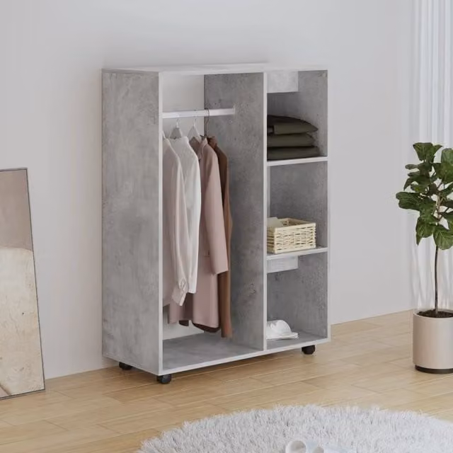 Berkfield Home Wardrobe in Concrete Grey, W/D/H: 80 x 40 x 110 cm