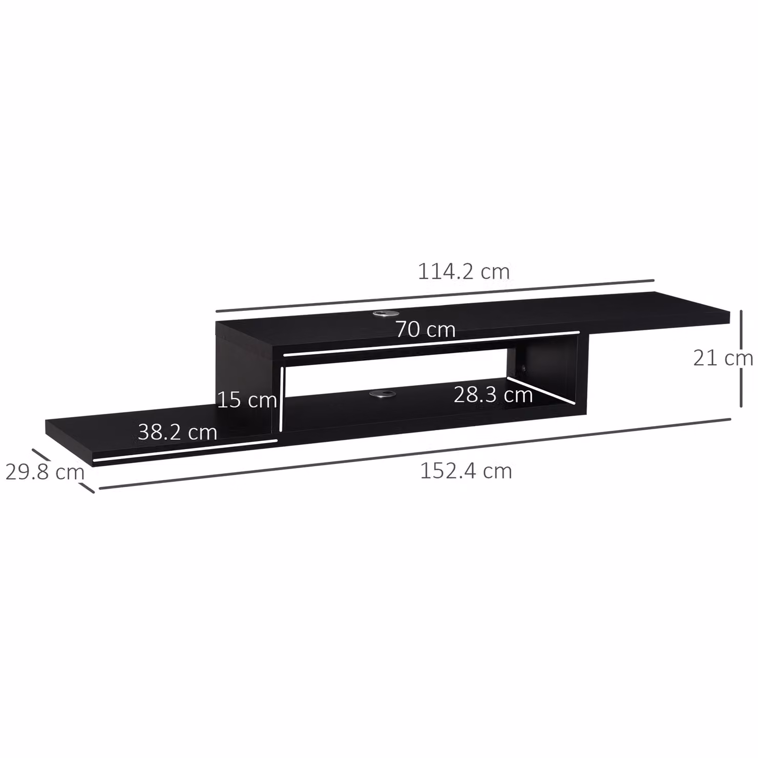 HOMCOM Black Wall Mounted Media Console and Floating TV Stand Entertainment Unit – 3