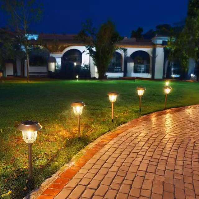 Garden Sanctuary 6 Piece Solar Powered Brown and Copper Outdoor Path Lanterns with Warm White Light