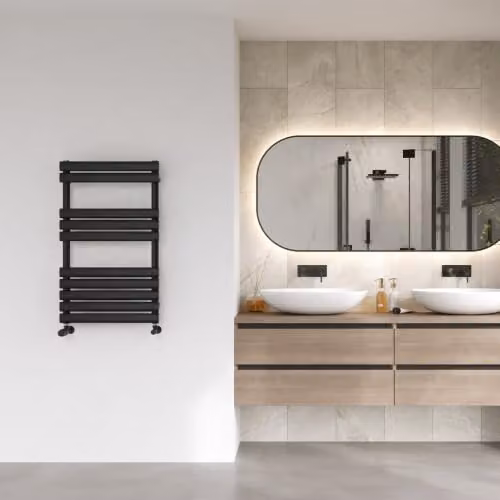 Omeara Black Elliptical Tube Designer Heated Towel Rail by UK Radiators, H: 82.5 cm x W: 50 cm – 2