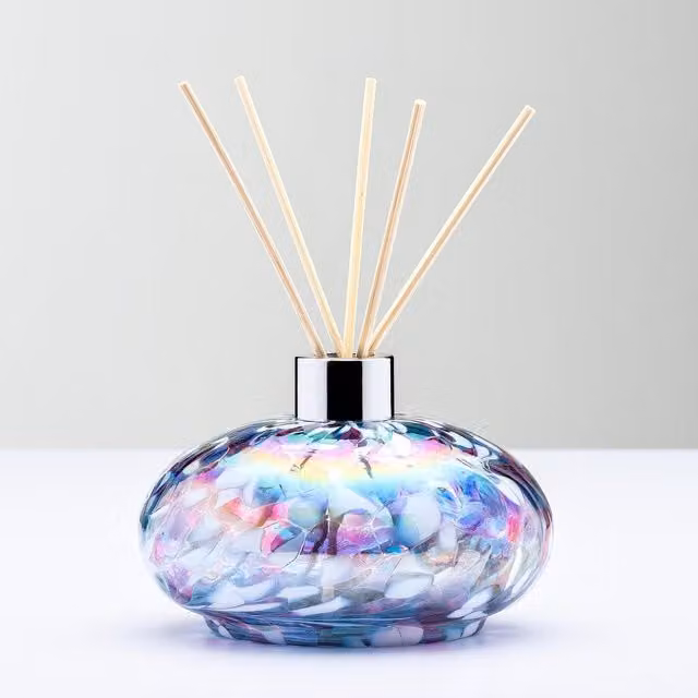 Sienna Glass Oval Abstract Reed Diffuser in Blue and Pink