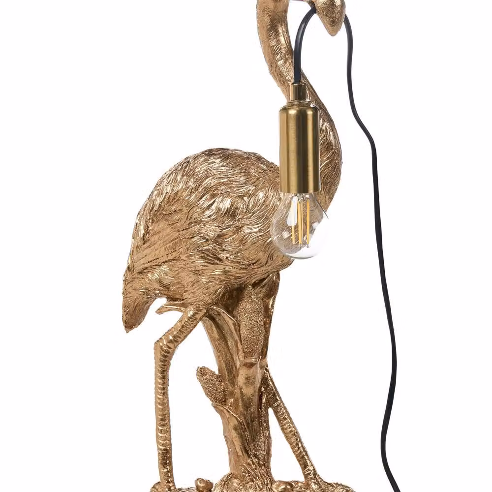 Wyld and Coco Flamingo Gold Table Lamp in Hand-Painted Polyresin with Glass Shade – 2