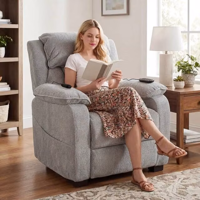 HOMCOM Power Recliner Armchair with Massage and Heat in Light Grey – 1